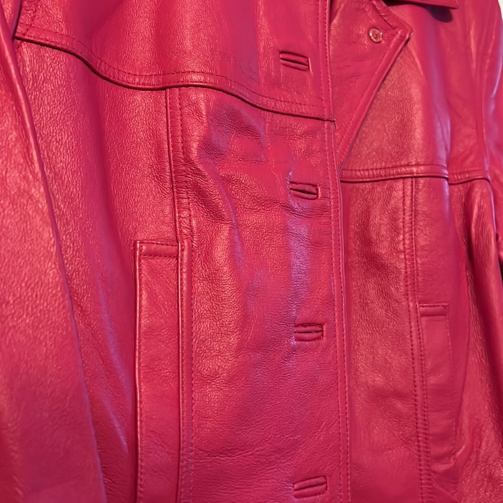 Hot pink leather jacket - Picture 3 of 6